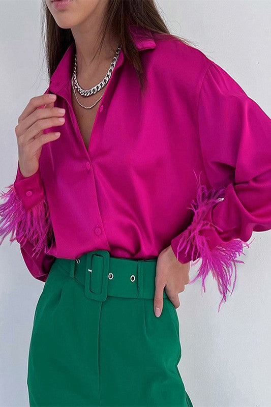 Feather Satin Blouse