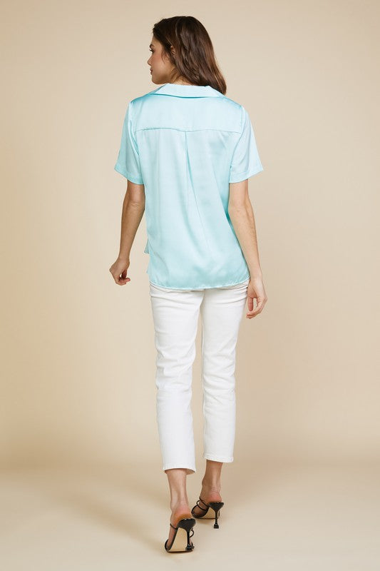 Satin Button Down Shirt