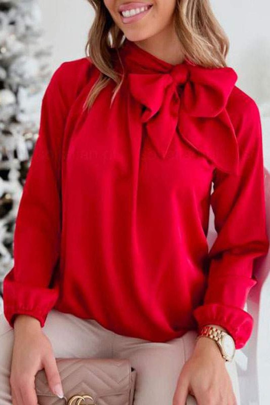 Pleated Bow Shirt