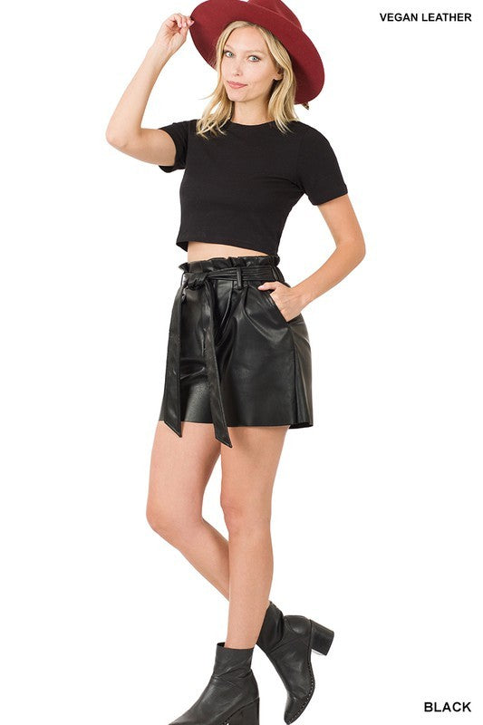 Vegan Leather Shorts