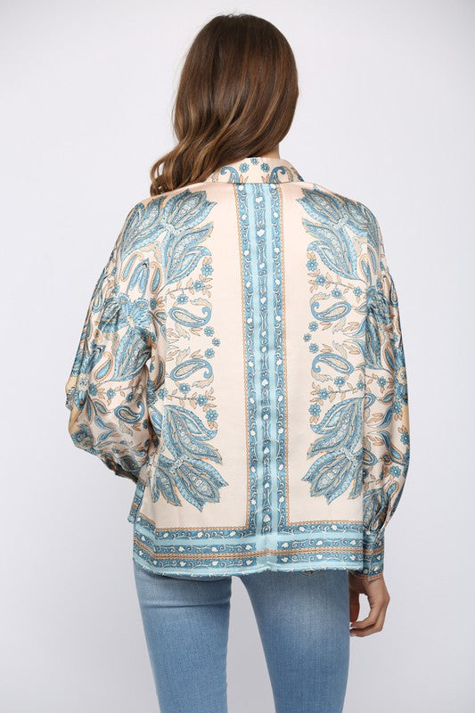 Printed Button-Down Blouse