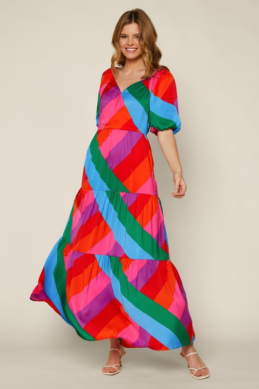 Rainbow Ruffle Maxi Dress