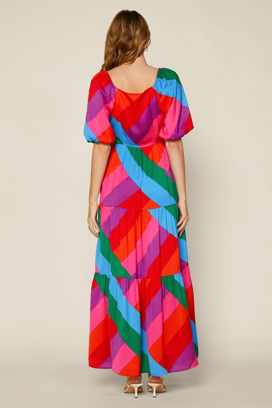 Rainbow Ruffle Maxi Dress