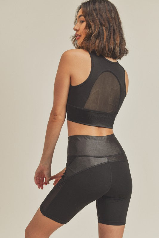 Luxe Cross Over Sports Bra & Biker Short Set