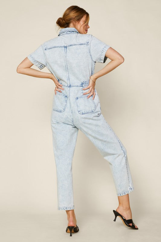 Denim Jumpsuit with Pockets