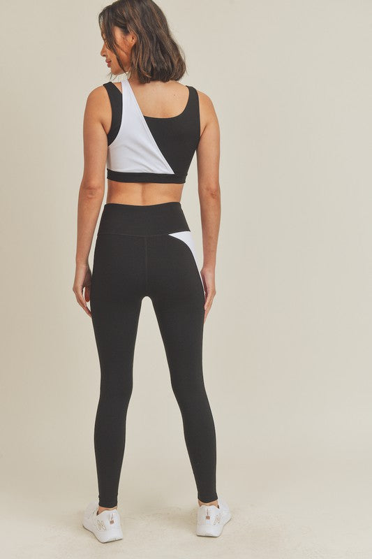 Color Block Criss Cross Sports Bra Set