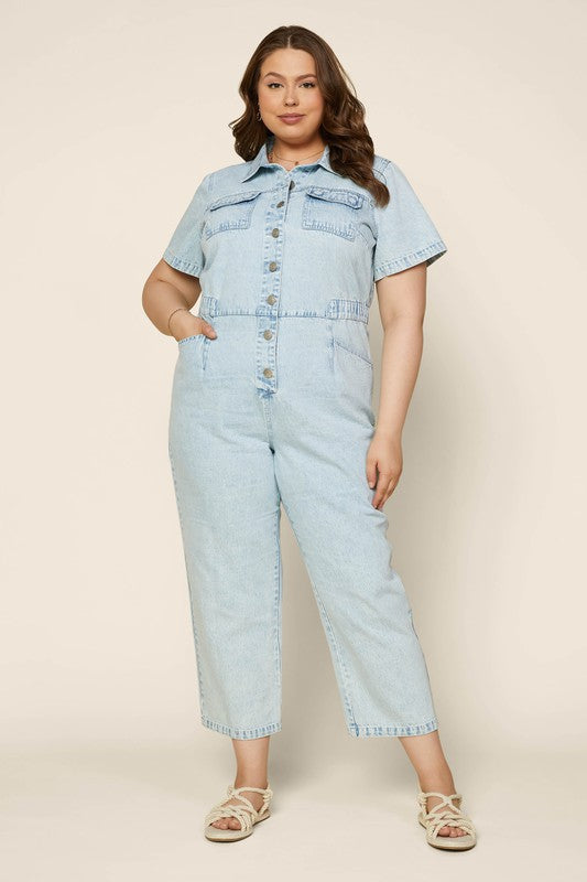 Denim Jumpsuit with Pockets