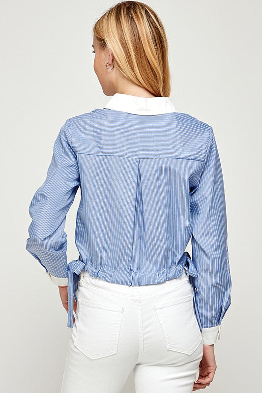 Striped Long Sleeve Button Down Top