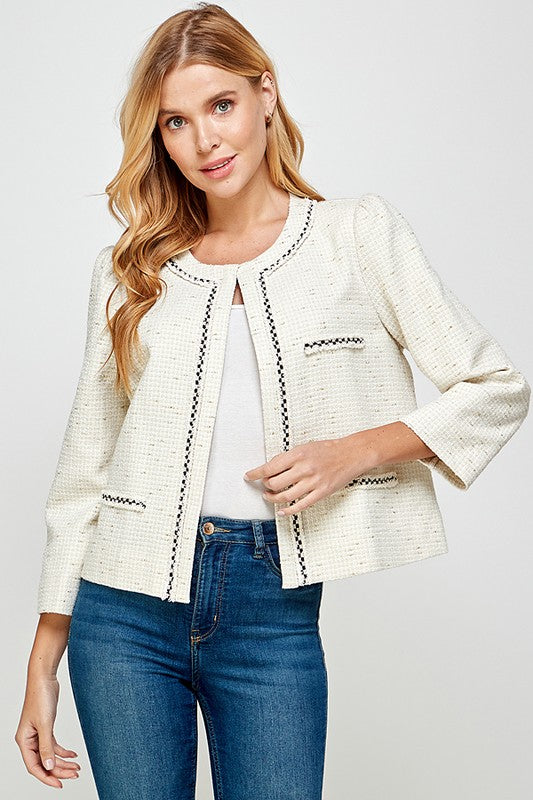 Trimmed Tweed Jacket
