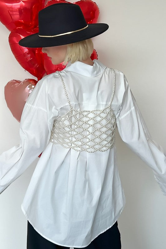 Pearl Beaded Cover Up Top
