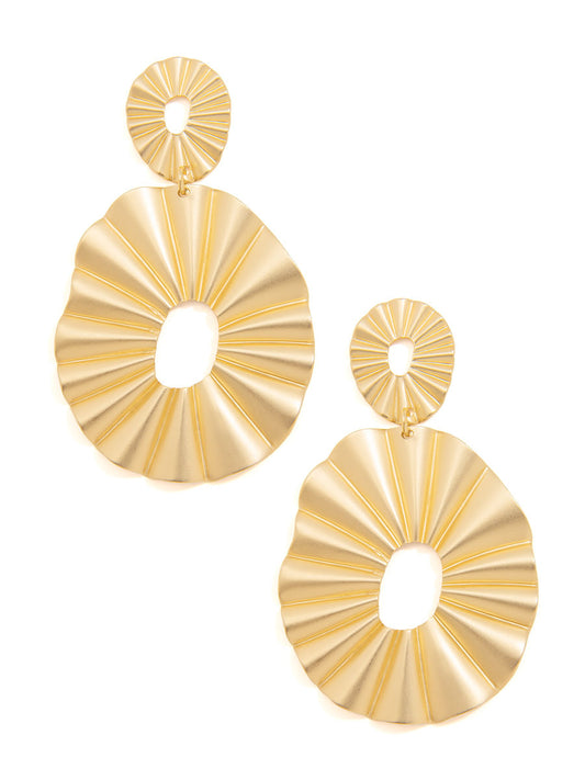 Pleated Circle Metal Drop Earring