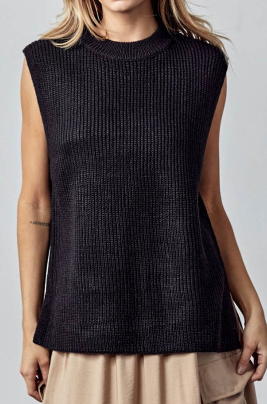 Mock Neck Knit Vest