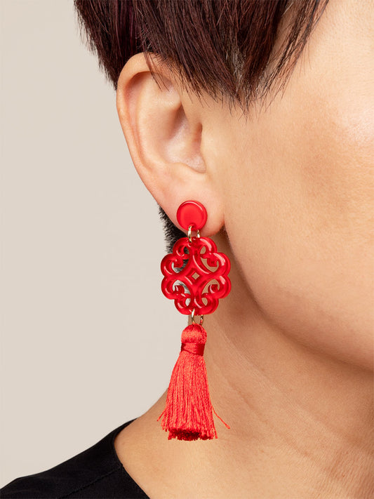 Circular Wave Tassel Drop Earring