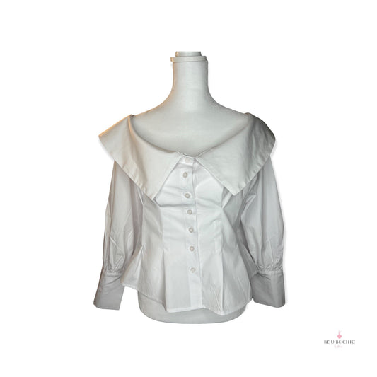 Off Shoulder Button Down Top