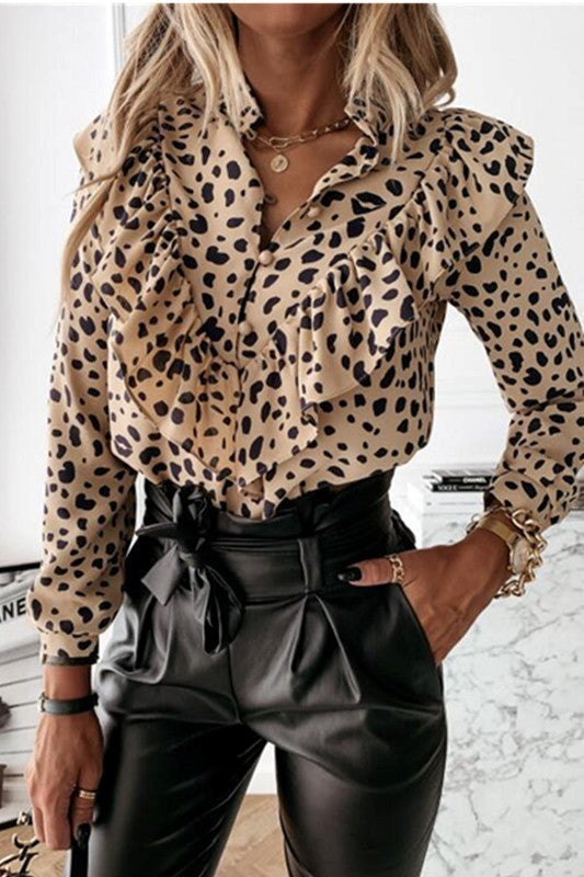 Unleash Your Wild Side: The Ultimate Style Statement with BeUBeChic's Long Sleeve Leopard Print Blouse