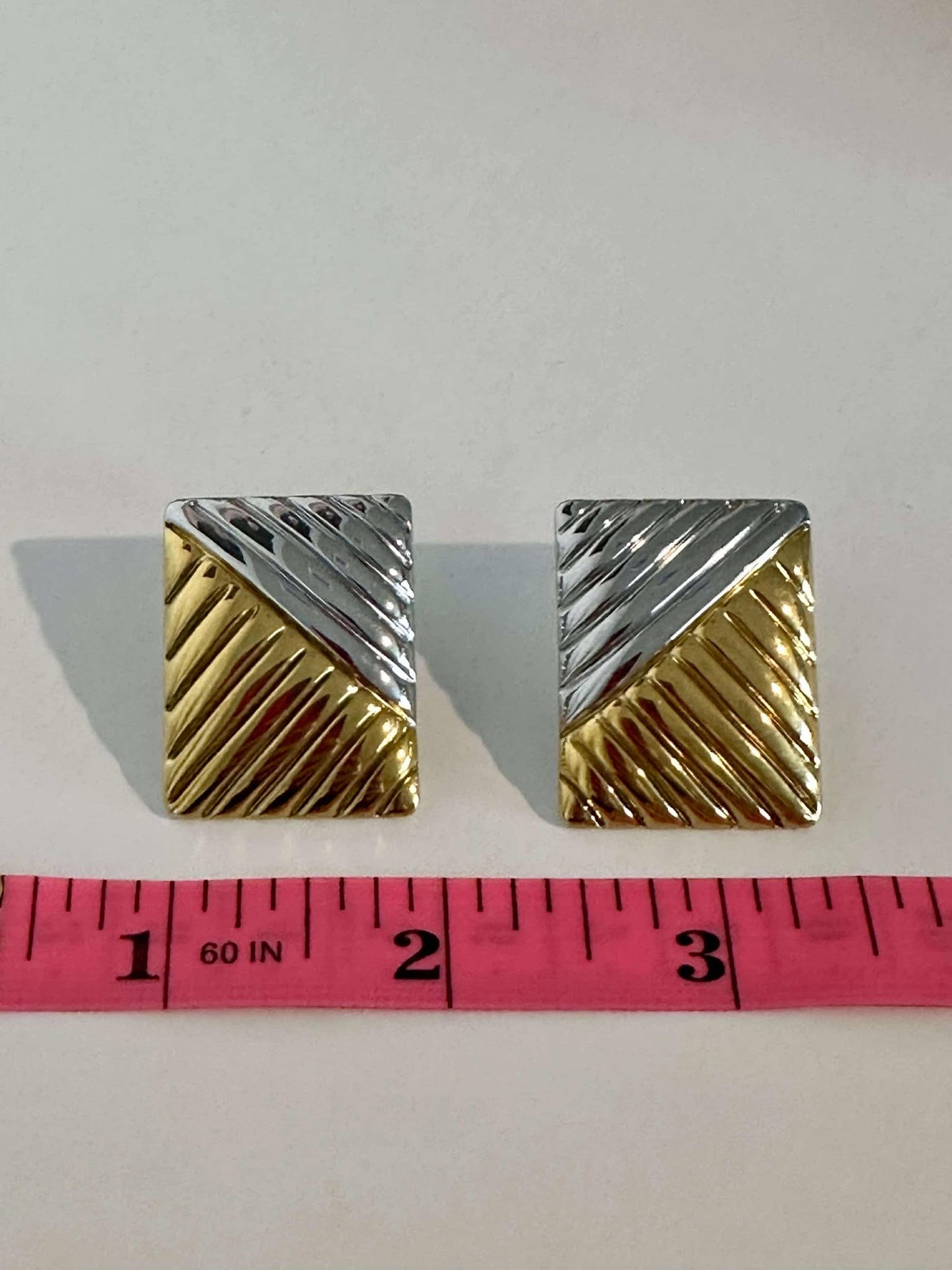 2 Tone Square Earrings