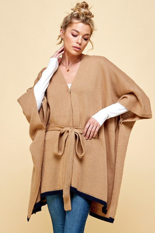 Poncho with Belt Sweater