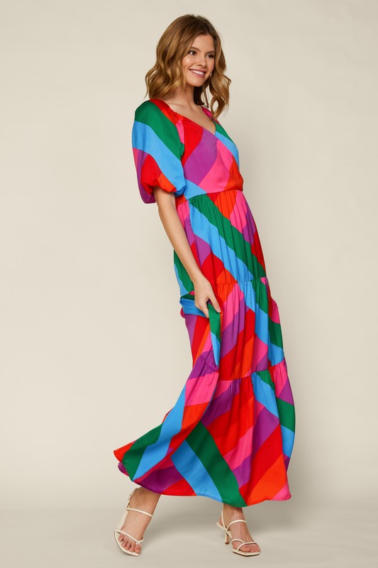 Rainbow Ruffle Maxi Dress