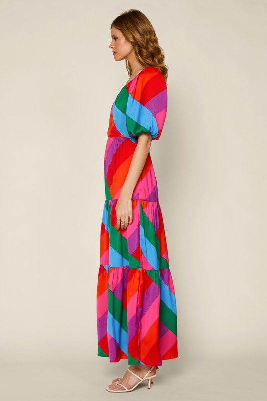 Rainbow Ruffle Maxi Dress