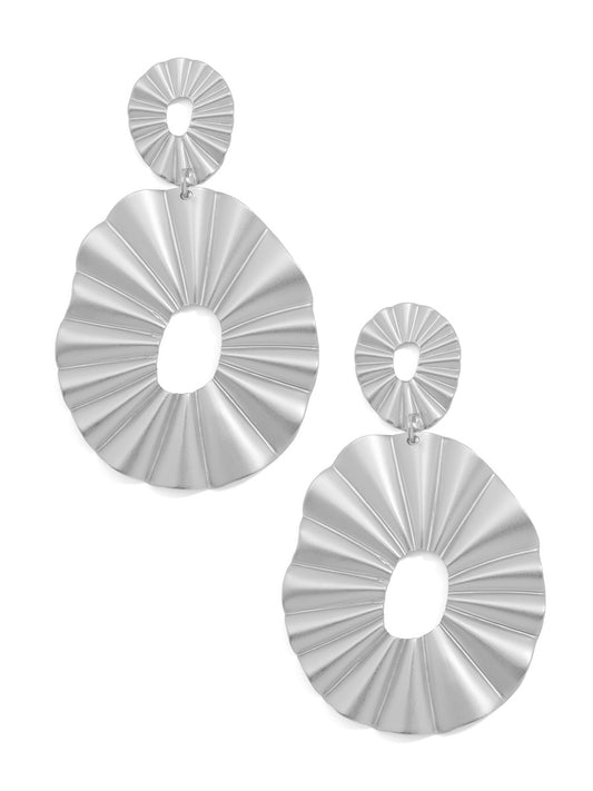 Pleated Circle Metal Drop Earring