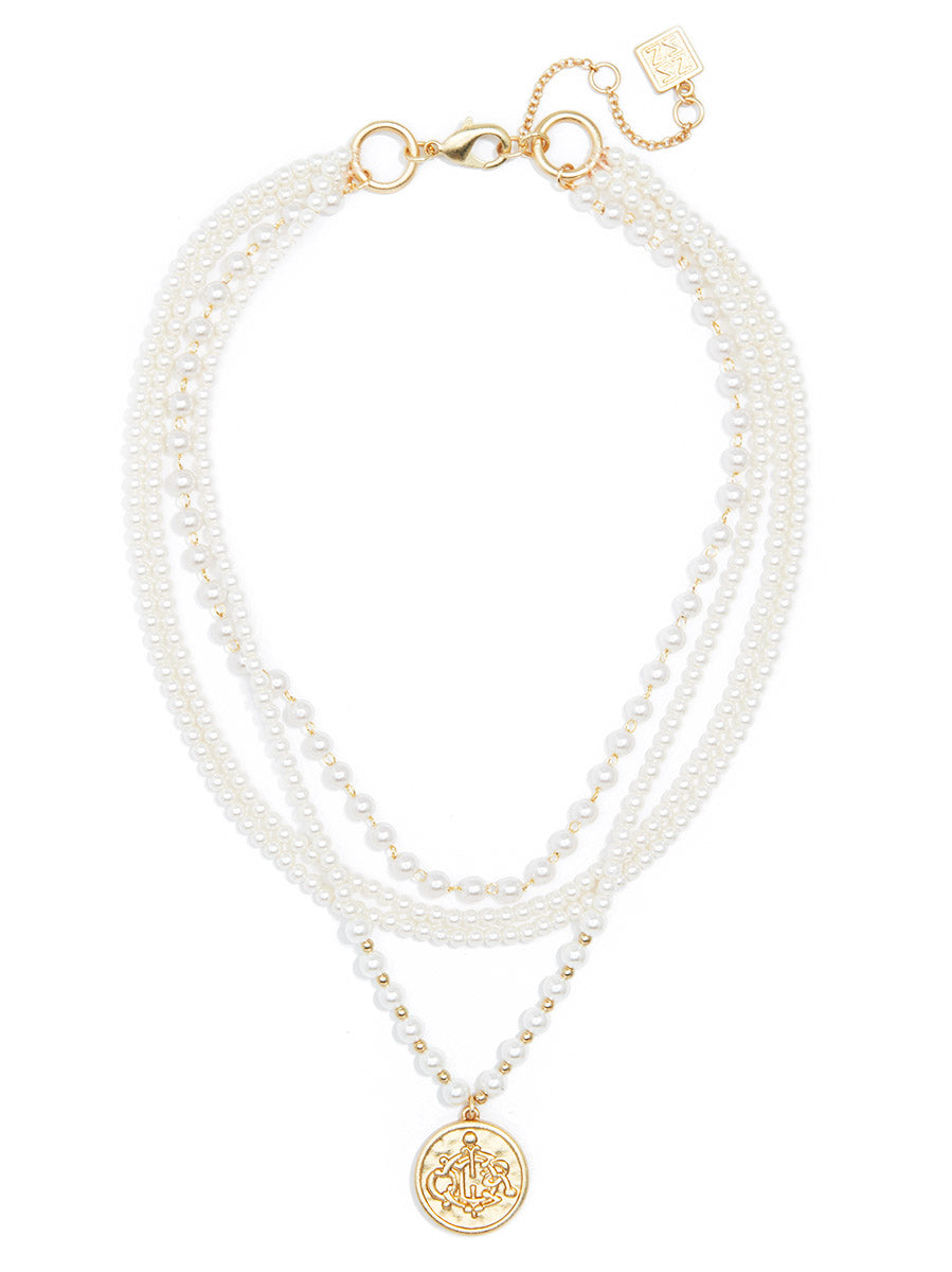 Pearl Necklace With Coin Pendant