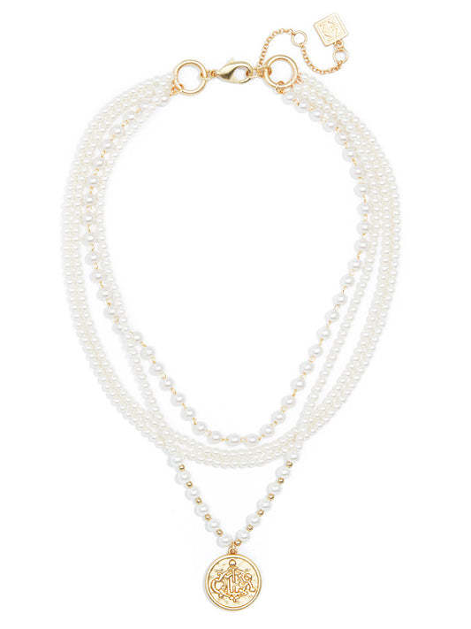 Pearl Necklace With Coin Pendant